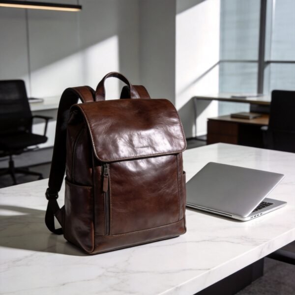 Premium Leather Laptop Backpack